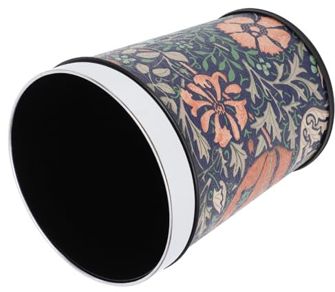 ANDRESLAD Retro Leather Print Trash Can Small Open Waste Bin Vintage Rubbish Container for Kitchen Bathroom Office Bedroom Home Use