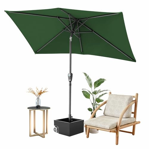 Jiubiaz 140x210cm Sonnenschirm Grün Gartenschirm Terrassenschirm Sonnenschutz Sonnenschirm Rechteckig Kippbar Großschirm für Balkon,Terrasse,Garten