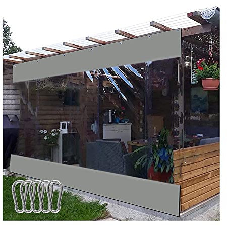 Cortina divisora de PVC impermeable para exteriores, panel de lona transparente para talleres, garaje, pérgola, resistente al viento, aislamiento térmico, gris, 3 x 2,8 m