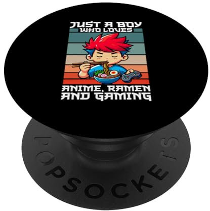 Just A Boy Who Loves Anime Ramen And Gaming Kawaii Gamer PopSockets Adhesive PopGrip