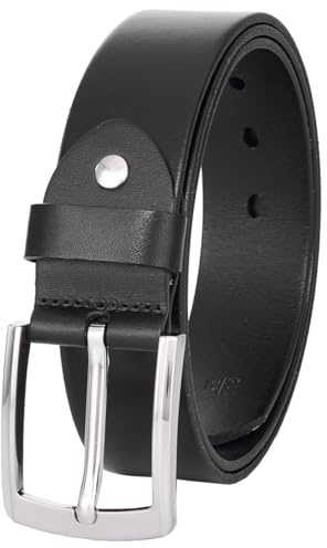 VRLEGEND Gürtel Herren Ledergürtel Echt Leder Jeansgürtel Herrengürtel 3.8cm Mit Geschenkbox (Schwarz-03, Taille 36W-39W=Länge 115cm)