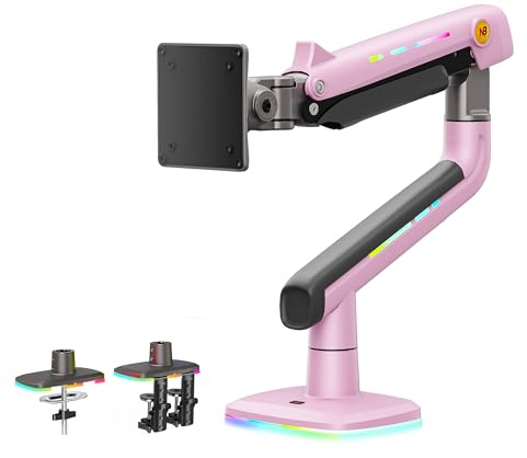 NB Ergonomic Monitor Halterung for Ultrabreit Bildschirme bis zu 60 Zoll, Schwerlast Gaming Monitorarm 32 34 49 Zoll Bildschirmständer Ladung bis zu 20 kg, VESA 75 & 100 mm (Pink)