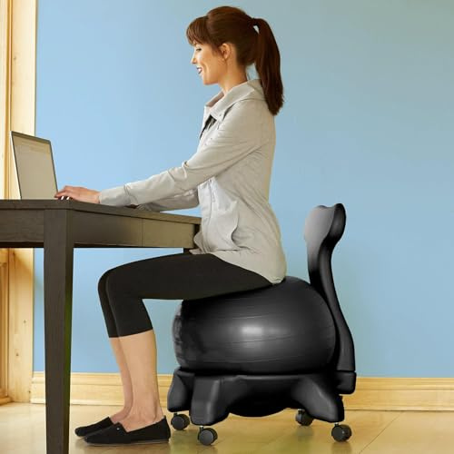 Ergonomischer Stabilitätsballstuhl mit Rückenstütze für Büro und Zuhause, verbessert die Körperhaltung und Rumpfstärke, ideal für Arbeit und Workout