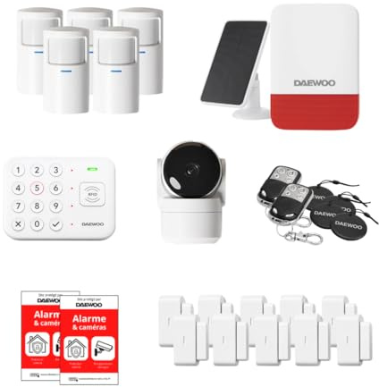 Daewoo - Set di allarme connesso WiFi/GSM Vigilia VIG105+ - Sistema wireless e senza abbonamento, compatibile con animali, sensori e sirena solare INCL. + Telecamera di sorveglianza Full HD, App INCL.