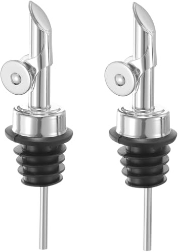 MVOLEGDE 2 Stück für Ölflaschen, Edelstahl Silber Öl Ausgießer, mit Schutzkappe Schnapsausgießer, Konische Olivenöl, für Fur Schnaps, Bars, Partys Zuhause Öl-Ausgießer