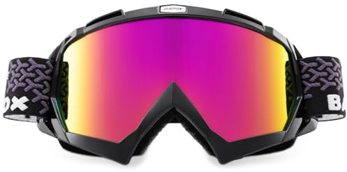 KINGBIKE Gafas de motocross, gafas de MTB, para motocross, ATV, gafas de seguridad táctica, gafas de moto para hombre, mujer, jóvenes, ajuste sobre gafas (Negro púrpura Pro, L)