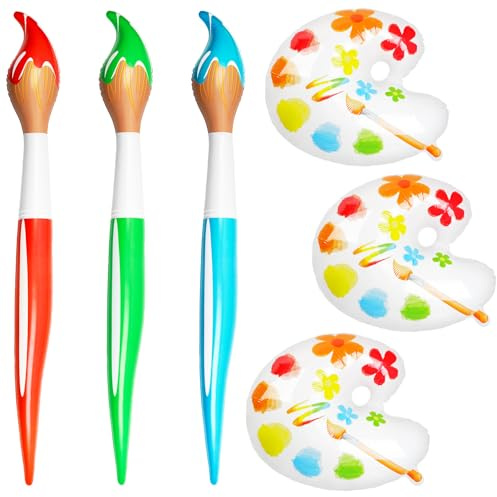 6 Pcs Inflatable Large Paint Brush Balloons Set with Color Palette Balloon 41.4 Inch Inflatable Paint Brush Color Palette Balloon for Back to School Party Photo Prop Classroom Office Decor