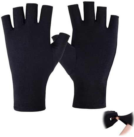 1 Paire Gants Anti UV, Gants de Cyclisme de Conduite Sans-Doigts Demi-Doigts Courts pour Nail Art pour Protection Anti-UV Protégez Vos Mains pour Vélo Conduite Moto Golf Pêche Fitness (Noir)