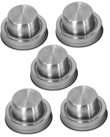 GALPADA 5 Pcs Stainless Steel Jar Shaker Lids for Mason Jars Food Grade Cocktail Spice Pepper Salt Shaker Covers with Leak Resistant Seal Easy to Use and Store Kitchen Multipurpose