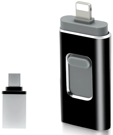 Memoria USB de 128 GB para iPhone, con certificación MFi 4 en 1, para iPhone, iPad, Android, PC, con copia de seguridad plug-and-play para fotos y vídeos, transferencia rápida, color rosa