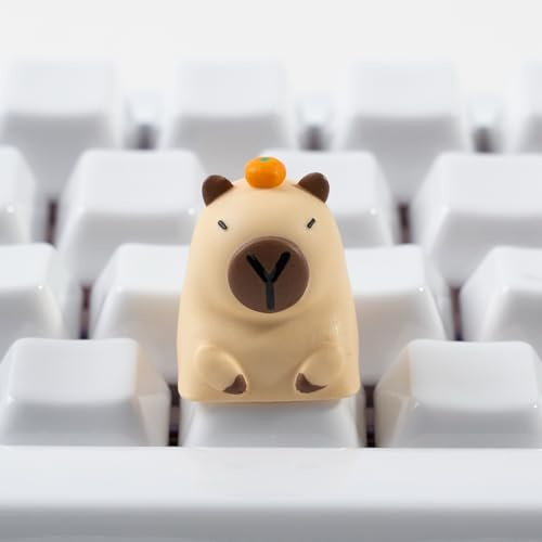 ULTRAEQUIP Artisan Keycaps, Cute Orange Capybara Multicolor Resin ESC Key, Custom Handmade Mechanical Keyboard Replacement, 1U Size, MX Switch Compatible, 5.6x0.9x0.28 Inches
