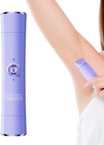 Epilatore Elettrico per Donna - Rifinitore Capelli per Zona Bikini Donne Testine Doppie,Depilazione per Corpo Gambe Viso Area Intima Sopracciglia