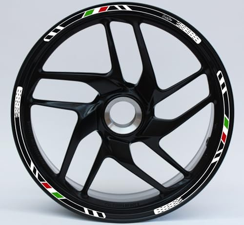 Adesivi Moto Cerchi 17 DualColorStampe – Strisce Bianche e Nere Sport per 2 Ruote – Resistenti e Facili da Applicare D0150