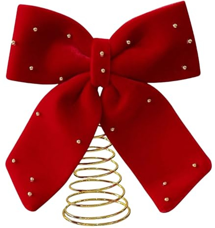 Puntale per albero di Natale, 25,4 cm, con fiocco, decorazione per interni, decorazione per la casa