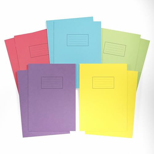 Silvine A4 Exercise Books - Lined With Margin (80 Pages) Assorted pack of 10