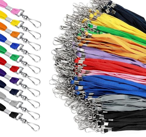 HORREX 30 Piezas Lanyard, 10 Colores Cuelga Llaves Cuello, 45 cm Colgante Tarjeta Ldentificativa, Cordones de Insignia Para Cuello, Cinta Para Identificación Empleados Estudiantes