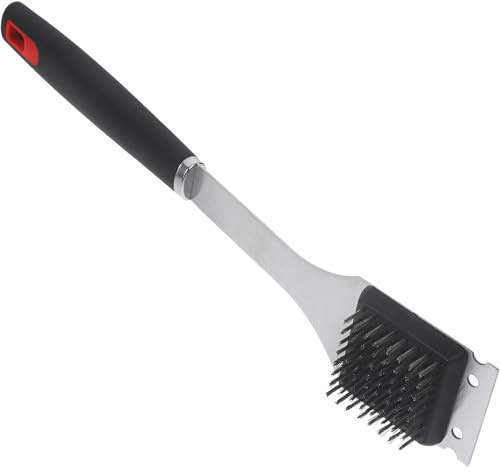 jojofuny Nettoyant pour Grilles de Barbecue Brosse à Racler en Acier Inoxydable et Polypropylène Long Manche Ergonomique Outil de Nettoyage pour Barbecue d'Extérieur Les Taches Tenaces
