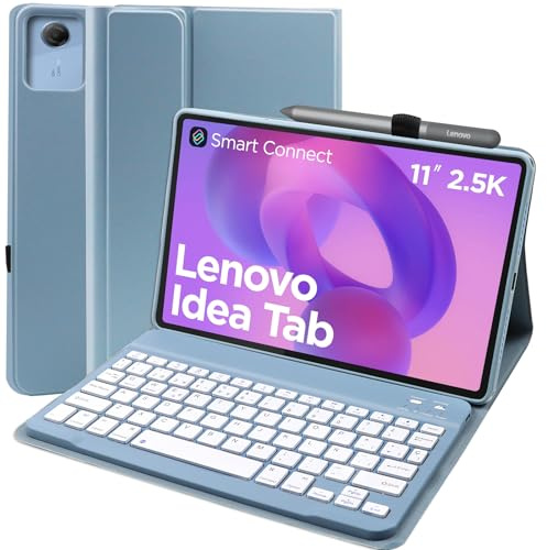 Zabatoco Funda con Teclado para Lenovo Idea Tab 11 Pulgadas 2025, QWERTY Español Ñ, Bluetooth Magnéticamente Teclado para Lenovo Idea Tab 11 TB-336ZU / TB-336FU, Azul
