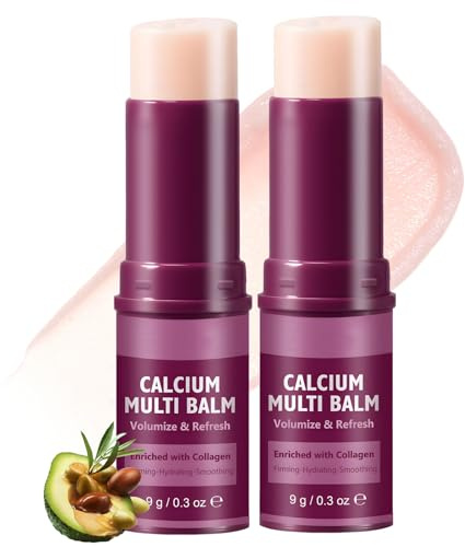 2 Pcs Calcium Volume Multi Balm Calcium Multi Balm Stick Bálsamo Multiusos Volumen de Calcio Hidratación Colágeno Barra Advanced Wrinkle Core Stick Apto para La Mayoría de Los Tipos en Piel