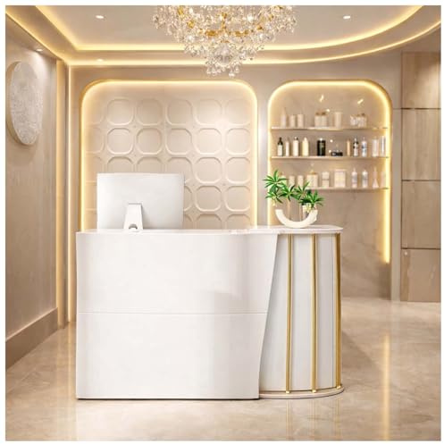 Gqydmed Mostrador Recepcion, Mostradores para Tiendas Mostradores Recepcion Mostrador Tienda Recepciones Peluqueria Mostrador Recepcion PequeñO Bianco 100cm
