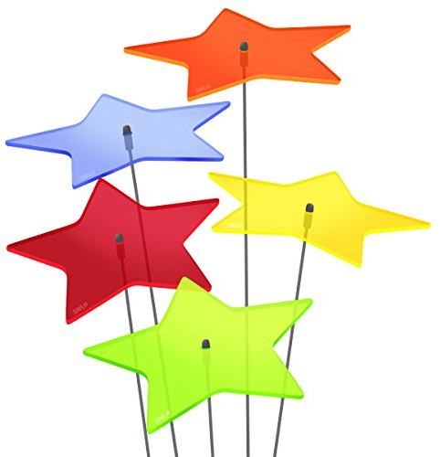 SUNPLAY Sonnenfänger Sterne Stella im FARBMIX, 5 Stück zu je 20 cm Durchmesser im Set + 70 cm Schwingstäbe