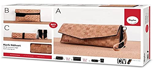 RAYHER Bastelpackung Kork - Nähset, 6 Teile zum Nähen von Korktäschchen oder anderen Hüllen