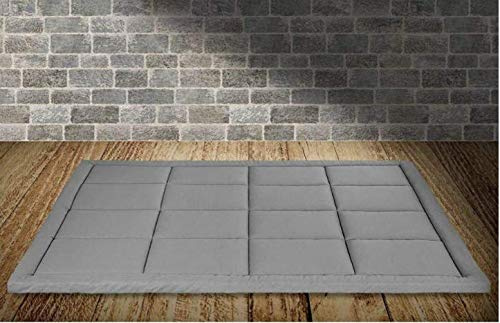 Materasso Letto futon Matrimoniale e Singolo Pieghevole e Arrotolabile. materassi da Terra 90X190 Alto 5 Centimetri. futon Trapuntato salvaspazio | Bed Ground (Grigio 90X190)