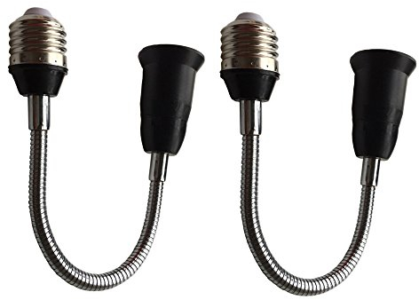 DZYDZR 2 unidades negro 39 cm largo flexible Gans Neck extensión E27 a E27 Base Extender Adaptador para lámparas LED (15 pulgadas)
