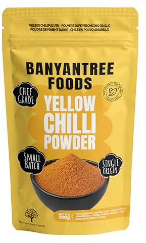 BanyanTree Foods Polvo de chiles amarillos edición especial (Tierra de pimentón indio amarillo caliente) 200g