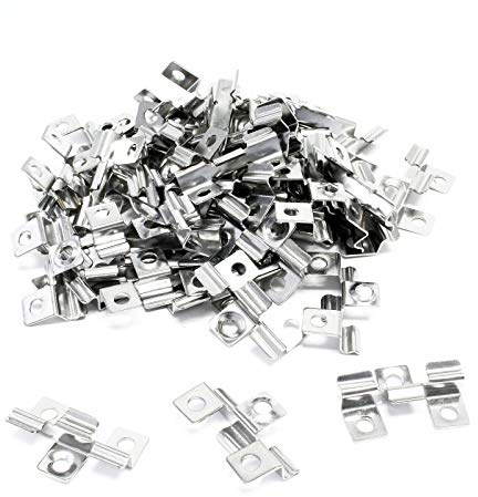 Wiltec 50x Edelstahl Clips 7mm Terrassendielen Montage, für 7mm Seitennut, Befestigungsklammer aus Edelstahl