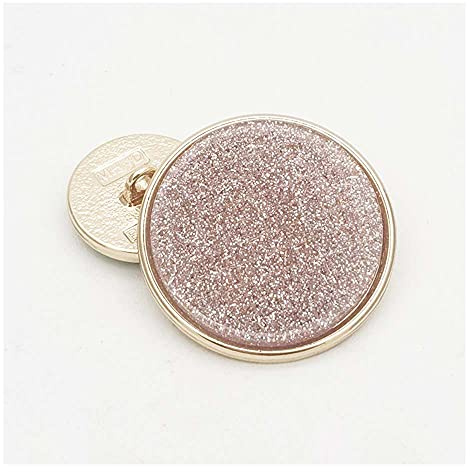 5 PCS Metal Round Shank Button Many Sizes Special Sparkling Buttons for Clothes Bags Decor Sewing Crafts (Pink, 25mm)