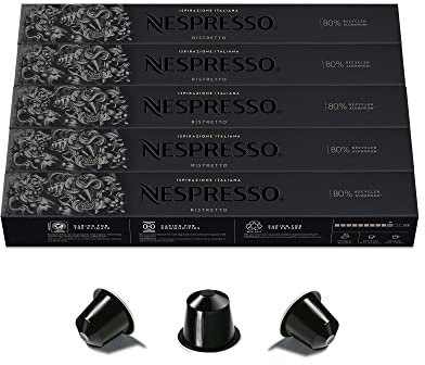 Nespresso Original Capsules de café Ristretto, 50 capsules pour machine à café, cafetière, torréfaction intense avec notes fruitées