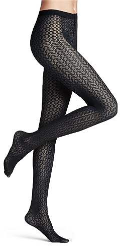FALKE Cryptogram 30 DEN strumpbyxor mönstrade fint mjukt hållbart material för kvinnor 1 styck, Blå (Marine 6179), S