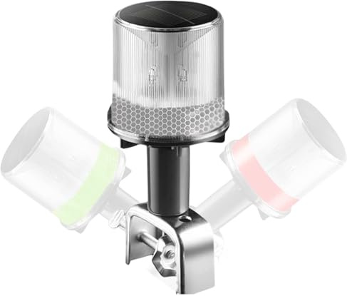Cloud Fire Navigationslicht Solar,Led Toplicht Boot 0.5nm,360°Ankerlicht mit Halterung IP67 Wasserdicht für Fischer Boote Navigation sweiße Licht+Rotlicht+Grünes Licht