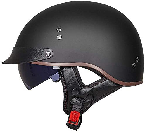 Halbschalenhelm mit ECE, Retro Motorrad Jethelm Chopper Helm mit Sonnenblende Für Erwachsene Männer Und Frauen Cruiser Moped Scooter ATV M~XXL