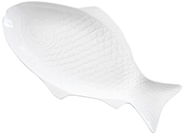 NAMOARLY Keramikgeschirr Fischform Kreativplatte Weiß 15 Zoll Multifunktional Für Restaurant Party Snacks