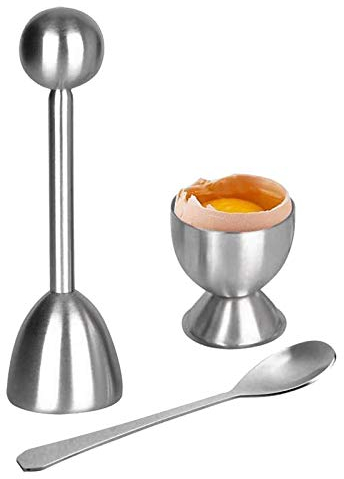 Eighosee Egg Cutter Topper Set,Stainless Steel Egg Opener Egg Poached Egg Separator Egg Tool for Soft & Hard Boiled Eggs