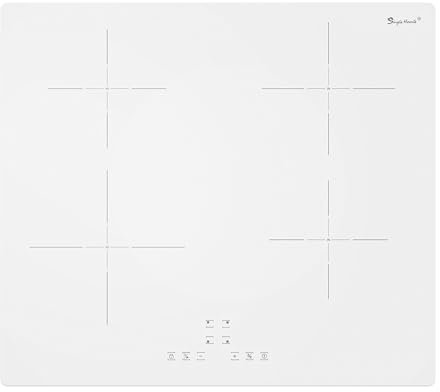 Placa Induccion 4 fuegos, Placas de Induccion 60cm Vidrio blanco, Función Boost, 9 niveles de potencia, temporizador, apagado automático, bloqueo de seguridad, 7200W
