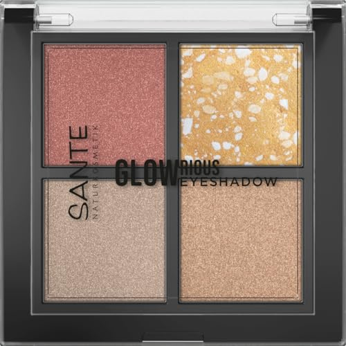 SANTE Naturkosmetik GLOWrious Eyeshadow 01 - hochpigmentierte Farben für einen schimmernden Festival-Look, Lidschatten vegan und tierversuchsfrei - 6g