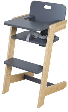 roba Babyhochstuhl Nature Up - Hochstuhl aus Bambus Holz - Mitwachsend mit abnehmbarem Essbrett - 3-Punkt-Gurt - Bis 70 kg belastbar - Natur/Anthrazit