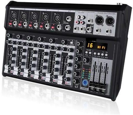 Mezclador de DJ, Controlador DJ Mezclador de Tarjeta de medidor de mezcla Consola digital profesional for PC Interfaz de consola Equipo profesional 7 canales