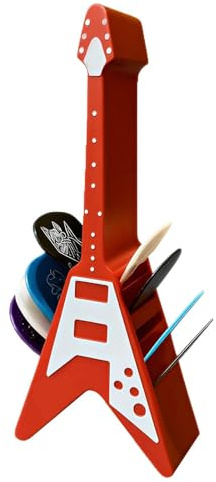 Vexilon Guitar Pick Holder, Sleek Guitar Pick Case with 10 Slots Storage, Guitar Pick Case with Guitar Shape for Guitarists, Bassists, Music Students, Session Musicians & Musicians Enthusiasts