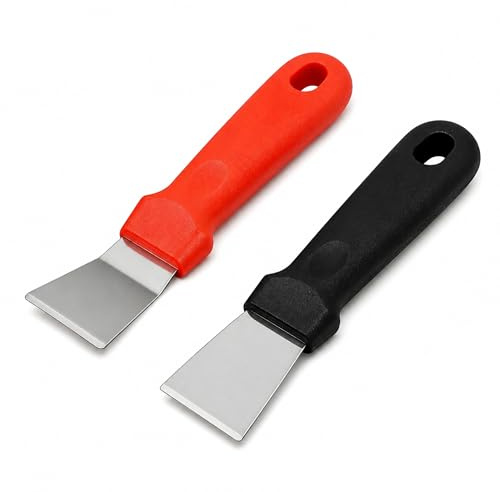 2Pcs Cleaning Scrapers, Stainless Steel Super Scraper, Professional Scraper for Ovens, Stoves, Induction Hob, Freezer, None-Scratches Putty Scraper for Kitchen Cleaning