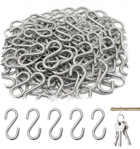 100 PCS 3.3CM S Haken Erkenntnisse, Symmetrischer Metallhake Rostfreie Zum Einhängen S-förmige Haken Edelstahl Funktionale Aufhängehaken Für Universell Einsetzbar in Küche Garten Badezimmer Oder