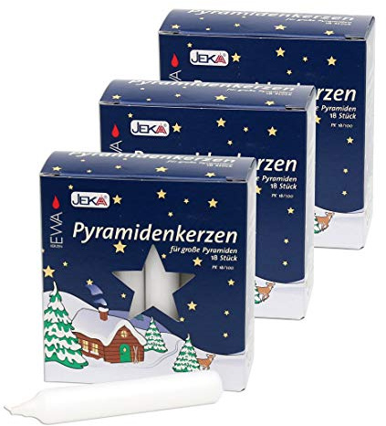 Pyramidenkerzen 54 Stück weiss 17,2x105 mm ( 3 Pack a 18 Stück) MEGAPACK