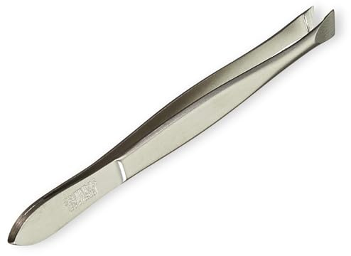 nippes Solingen, 37SR Pinzette mit schräger Spitze Edelstahl 9 cm Länge Augenbrauen Zupfen zur präzisen Haarentfernung, rostfrei