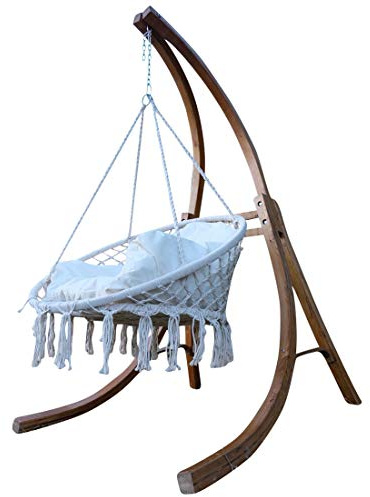 Hängesessel mit Gestell aus Holz Lärche Catalina komplett mit verschiedenen Stoffsessel von AS-S, Größe:Catalina