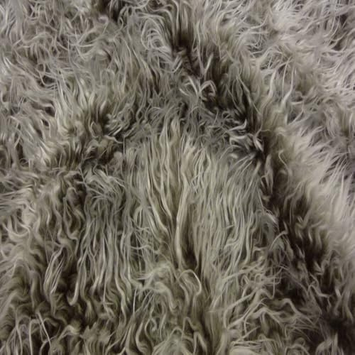 Fabrics-City dunkelbraun/weiß langhaarfell zottelfell kunstpelz kuschelfell fellimitat für dekoration, nähprojekte, kostüme, kuscheltiere, webpelz, plüschstoff, teddyfell, pelzstoff stoff, 2981