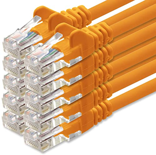 1aTTack.de 0,5m Cavo di Rete arancione - 10x - Cat.6 Ethernet Gigabit Lan RJ45 10 100 1000 Mbit s - Cavo Patch UTP compatibile con Cat.5 Cat.5e Cat.7 Cat.8 - arancione - 10x - 0,5m