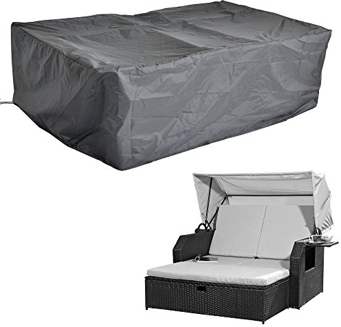 Melko Abdeckplane Strandkorb Schutzhülle 144x146x90 cm Gartenmöbel Schwarz | aus abwaschbarem Polyethylengewebe, Kordelzug für sicheren Halt, schützt vor UV-Strahlen, Staub, Baumharz und Vogelkot